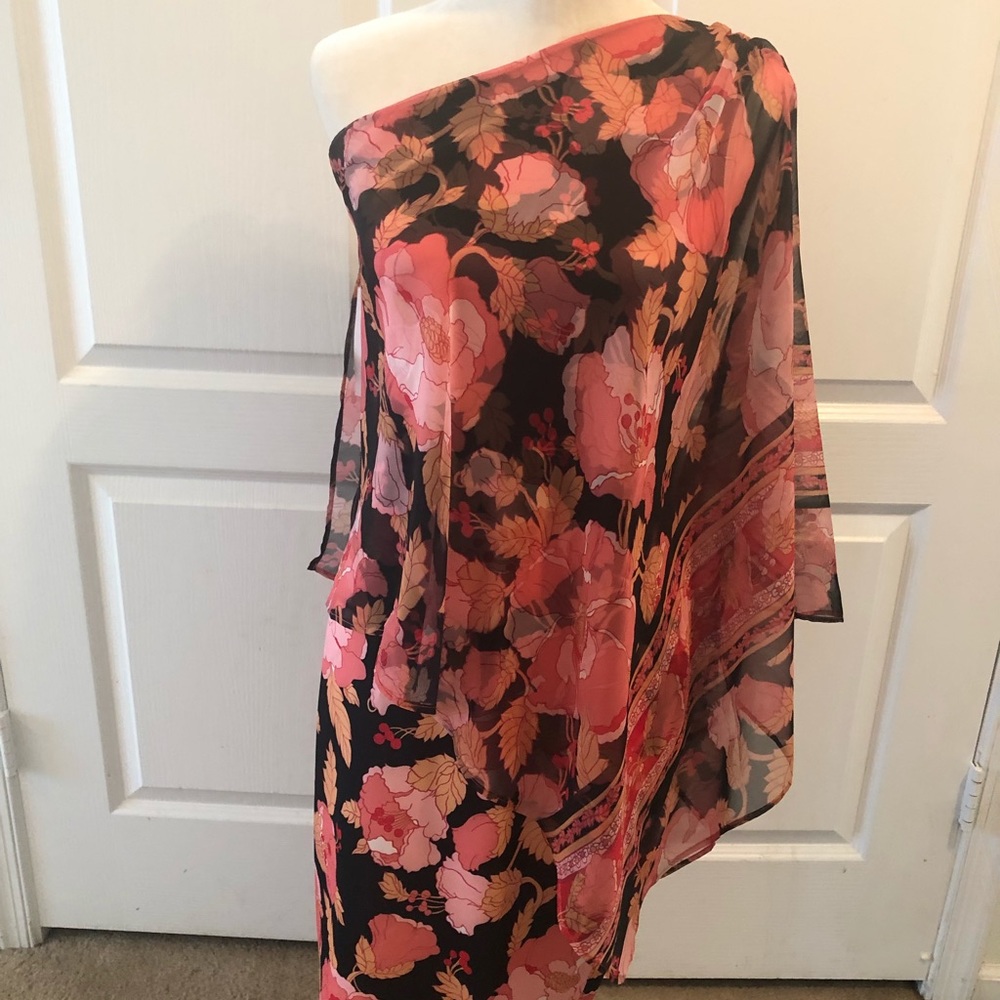 Pink multicolor one shoulder dress